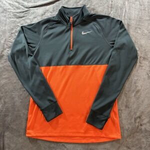 Nike Running 1/4 Zip Pullover Jacket Mens Size M Orange Green Miami Hurricanes